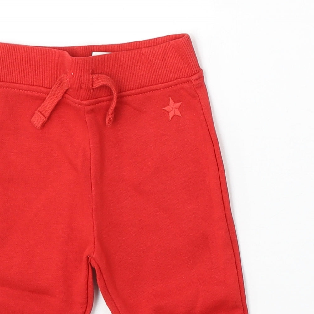 Dunnes Stores Girls Red  Cotton Jogger Trousers Size 6-9 Months  Tie
