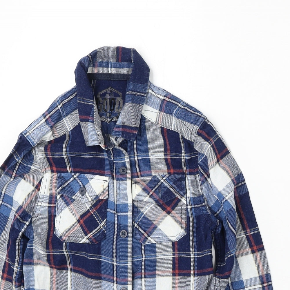 F&F Boys Multicoloured Plaid Cotton Basic Button-Up Size 8-9 Years Collared Button