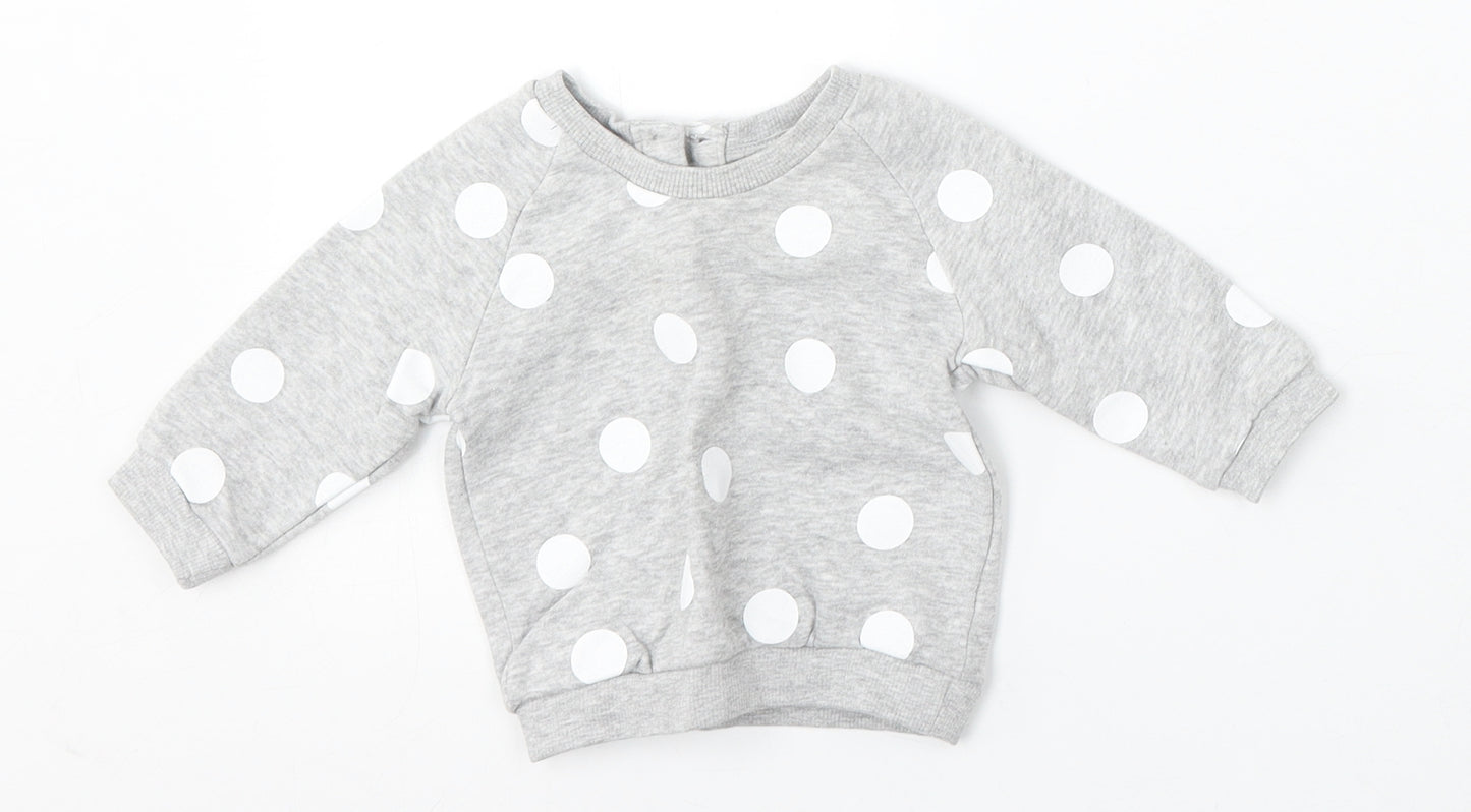 Matalan Boys Grey Polka Dot Cotton Pullover Jumper Size 0-3 Months