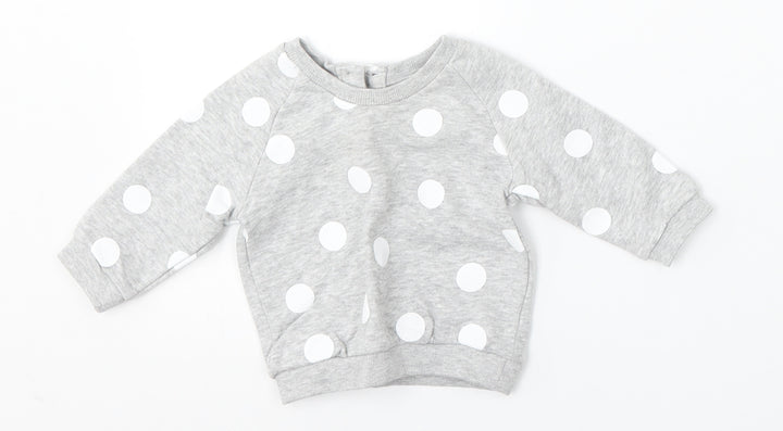 Matalan Boys Grey Polka Dot Cotton Pullover Jumper Size 0-3 Months