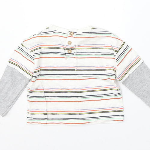 Leigh Tucker Boys Multicoloured Striped Cotton Basic T-Shirt Size 3-6 Months Round Neck