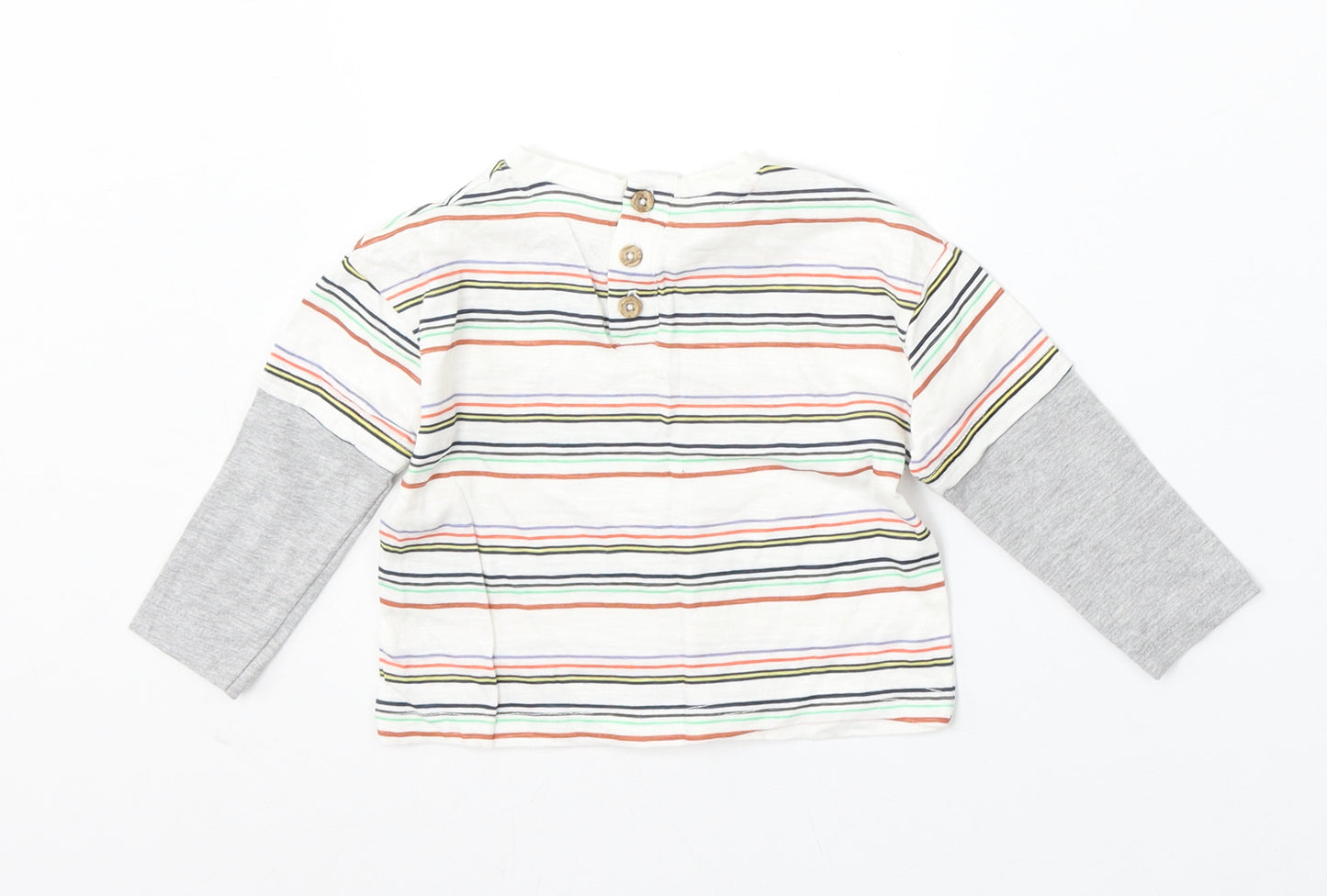 Leigh Tucker Boys Multicoloured Striped Cotton Basic T-Shirt Size 3-6 Months Round Neck