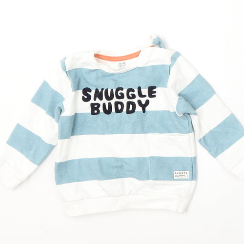 F&F Boys Multicoloured Striped Cotton Pullover Jumper Size 9-12 Months
