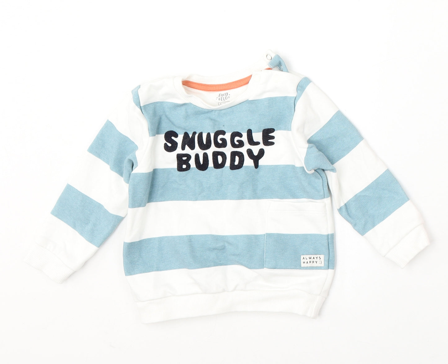 F&F Boys Multicoloured Striped Cotton Pullover Jumper Size 9-12 Months