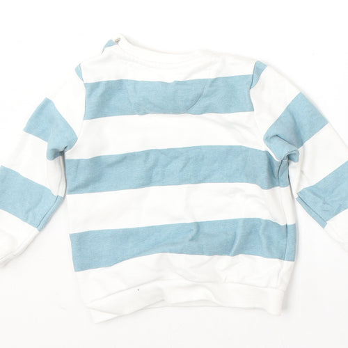 F&F Boys Multicoloured Striped Cotton Pullover Jumper Size 9-12 Months