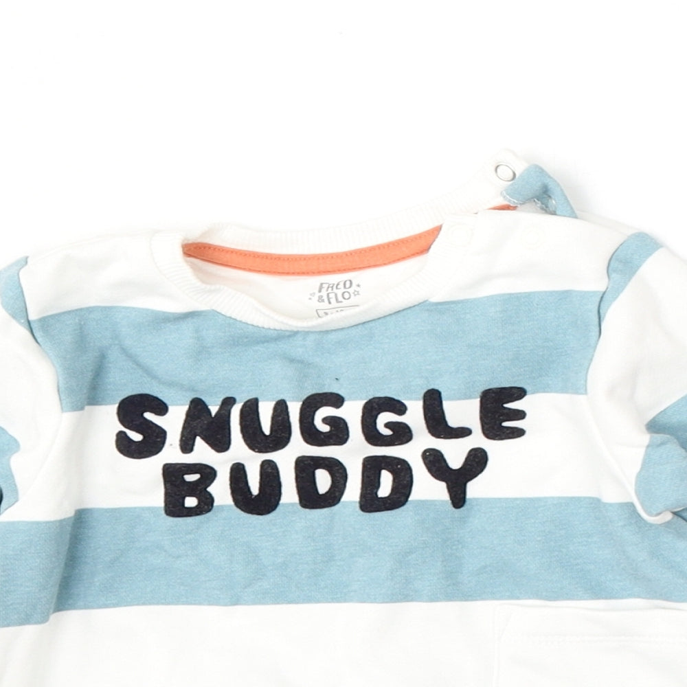 F&F Boys Multicoloured Striped Cotton Pullover Jumper Size 9-12 Months