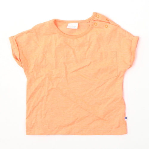 NEXT Girls Orange  Cotton Basic T-Shirt Size 6-9 Months Round Neck