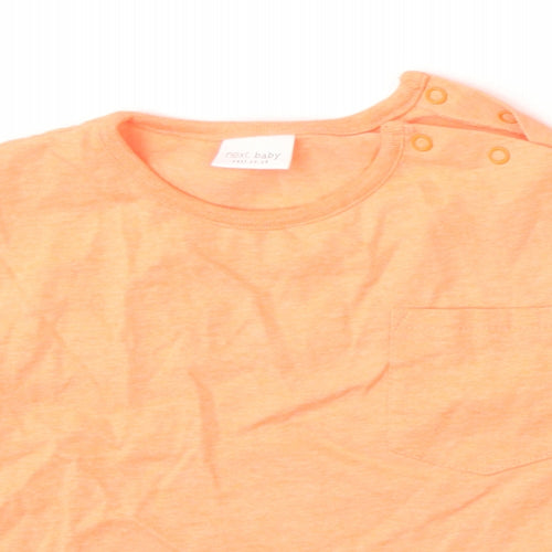 NEXT Girls Orange  Cotton Basic T-Shirt Size 6-9 Months Round Neck
