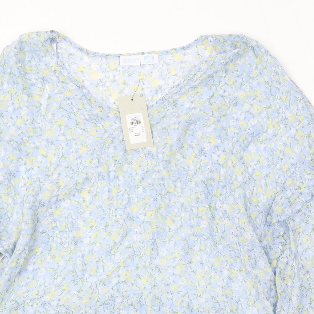 Primark Womens Multicoloured Floral Viscose Basic Blouse Size 14 Round Neck