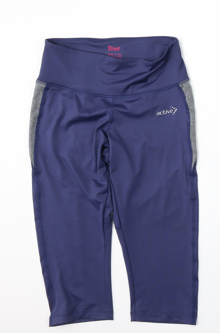 Crivit Womens Blue Polyester Compression Shorts Size M L18 in Regular