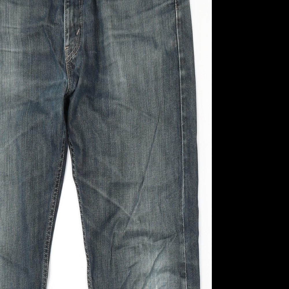 Levi's Mens Blue  Cotton Straight Jeans Size 38 L30 in Regular Button - Levi's 505