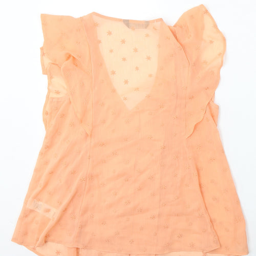 F&F Womens Orange  Polyester Basic Blouse Size 12 V-Neck