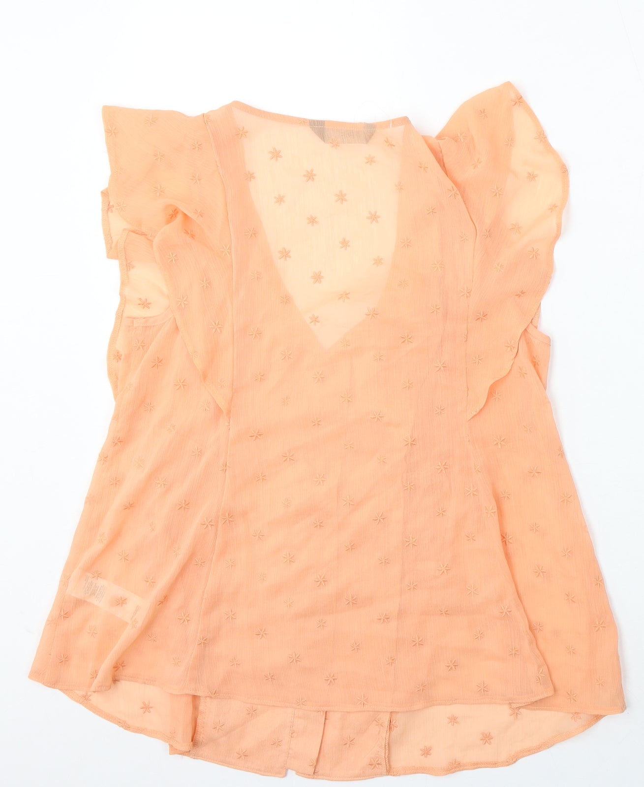 F&F Womens Orange  Polyester Basic Blouse Size 12 V-Neck