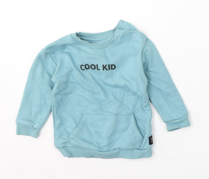F&F Boys Blue Cotton Pullover Jumper Size 9-12 Months