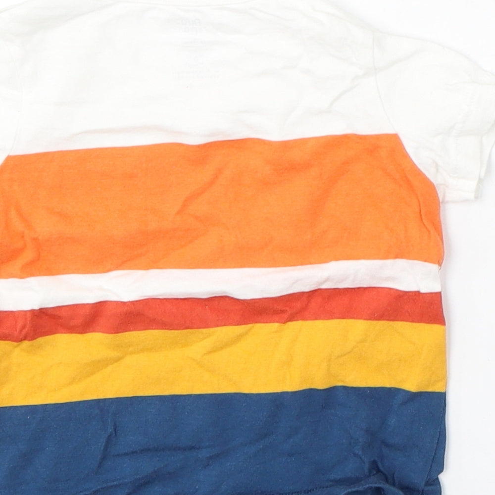 F&F Boys Multicoloured Striped Cotton Basic T-Shirt Size 9-12 Months Round Neck