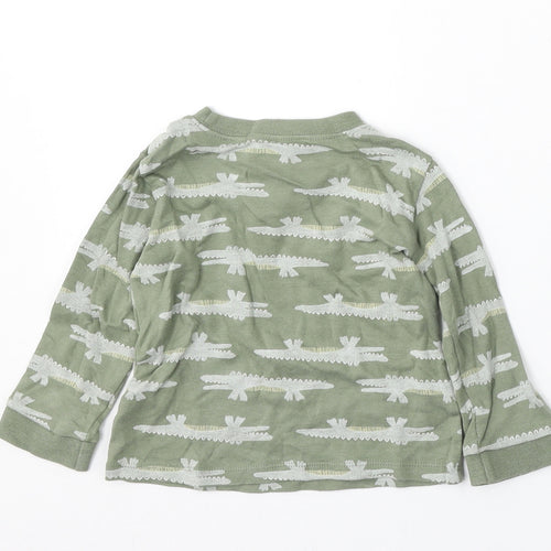 George Boys Green Geometric Cotton Basic T-Shirt Size 9-12 Months Round Neck