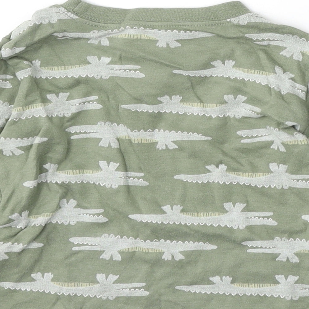 George Boys Green Geometric Cotton Basic T-Shirt Size 9-12 Months Round Neck