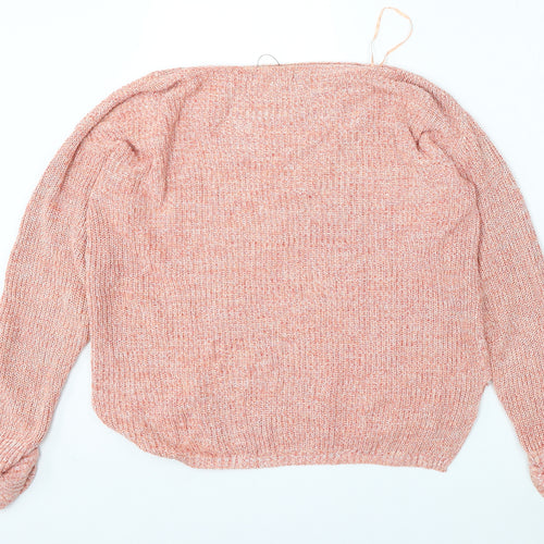 Marks and Spencer Womens Red Round Neck  Cotton Pullover Jumper Size S