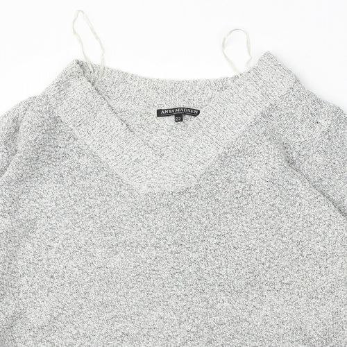 M&Co Womens Ivory V-Neck  Acrylic Pullover Jumper Size 22