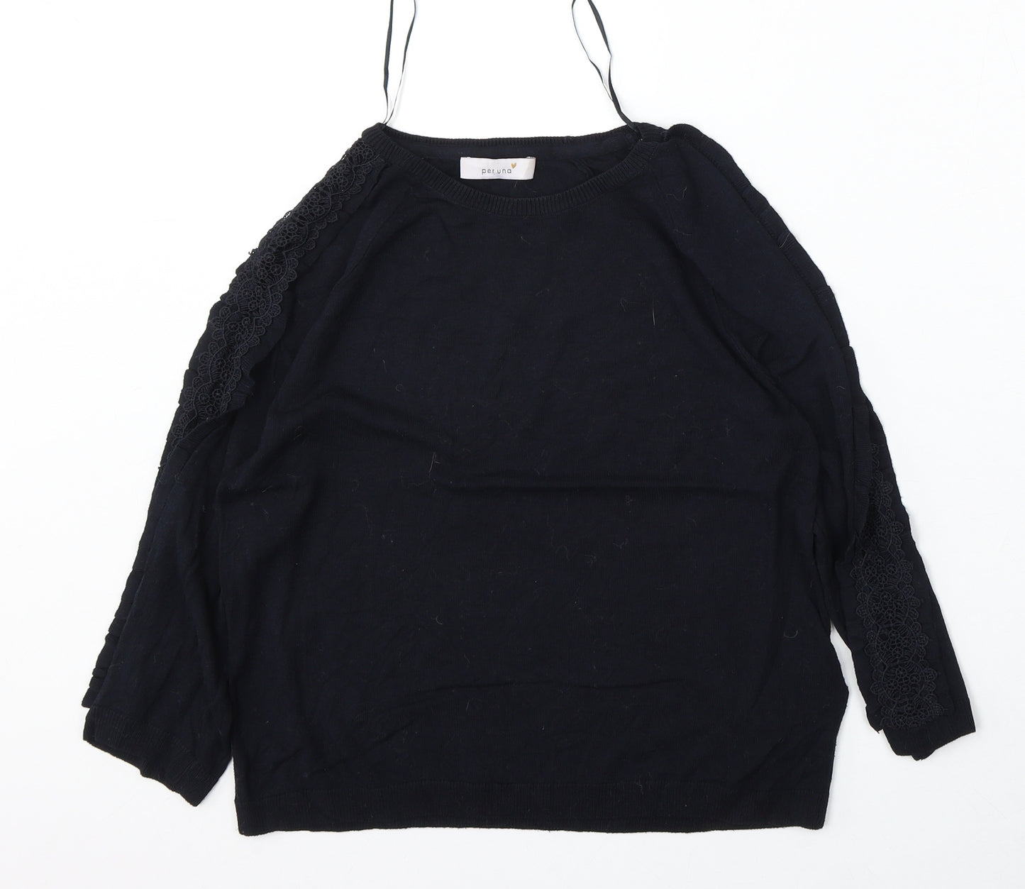 Marks and Spencer Womens Blue Round Neck  Viscose Pullover Jumper Size 8