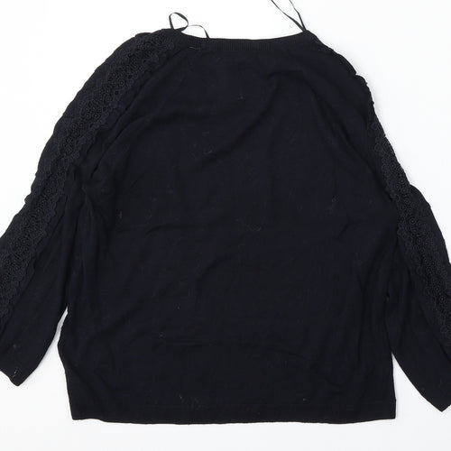 Marks and Spencer Womens Blue Round Neck  Viscose Pullover Jumper Size 8