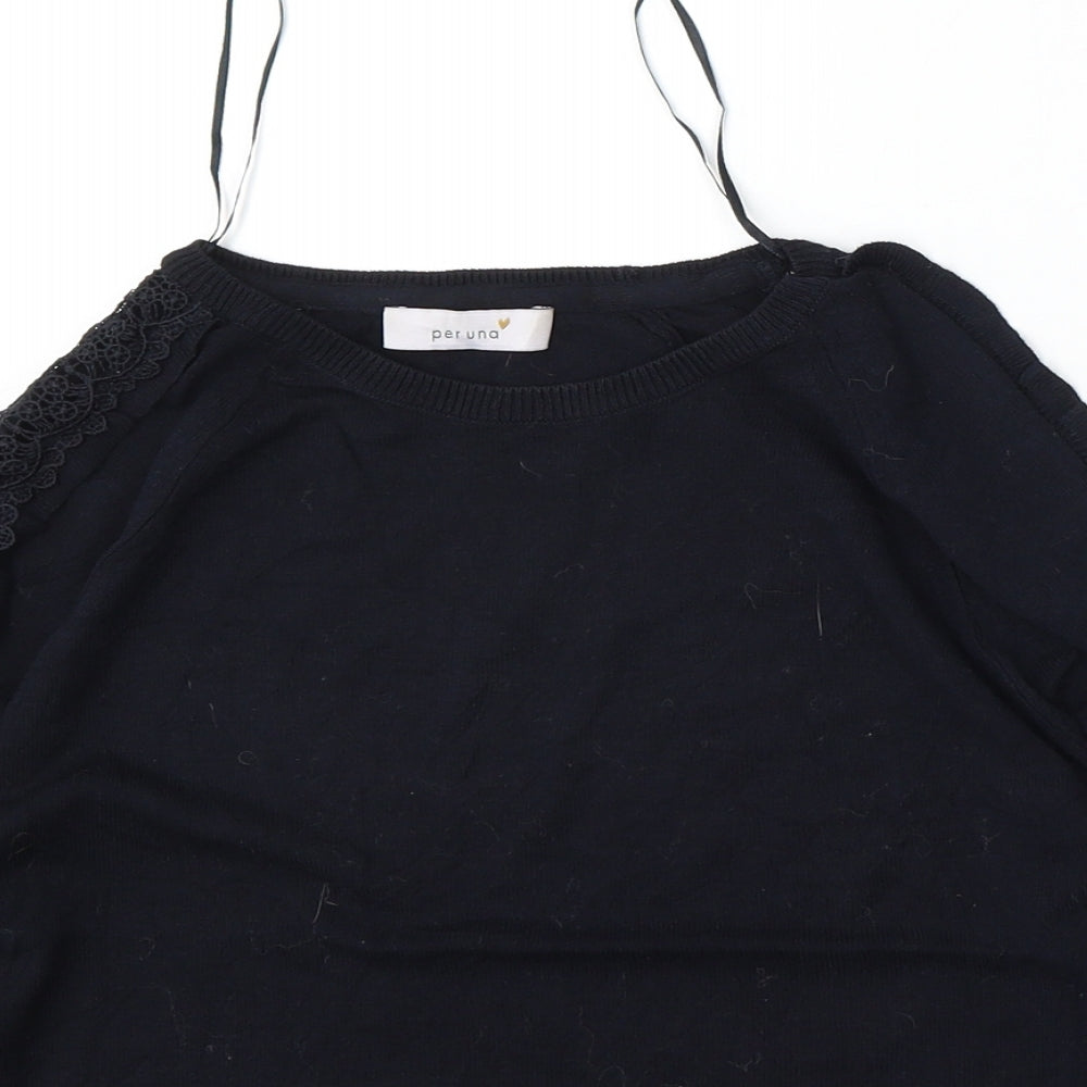 Marks and Spencer Womens Blue Round Neck  Viscose Pullover Jumper Size 8