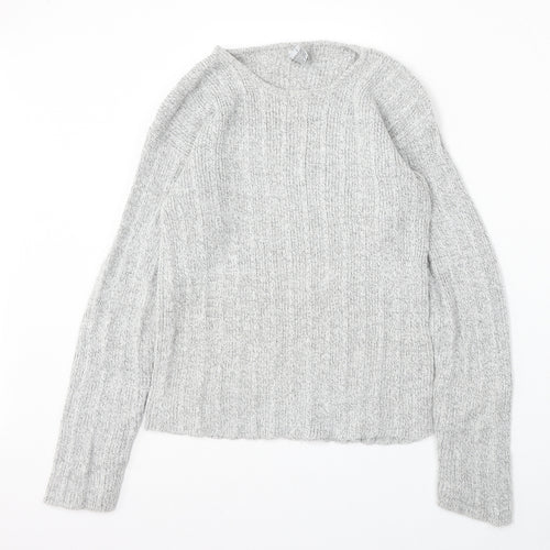 C&A Womens Grey Round Neck  Acrylic Pullover Jumper Size M