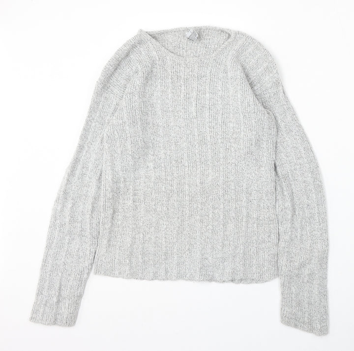 C&A Womens Grey Round Neck  Acrylic Pullover Jumper Size M