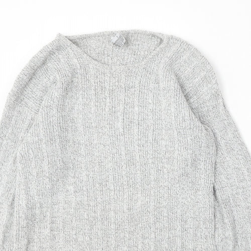 C&A Womens Grey Round Neck  Acrylic Pullover Jumper Size M