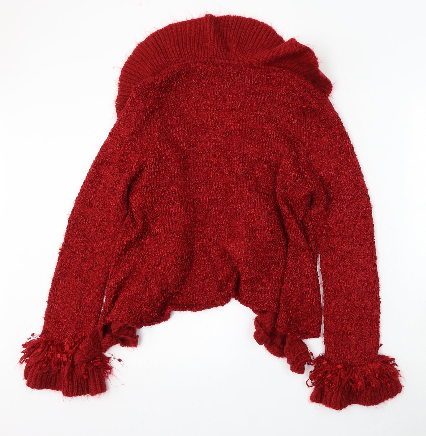 Laetitia Star Womens Red V-Neck  Wool Cardigan Jumper Size M