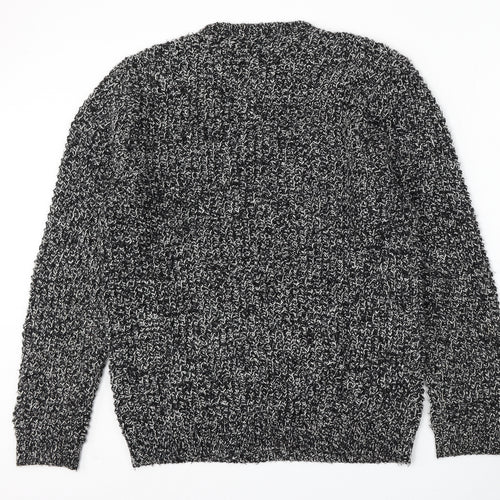 Topman Mens Black Round Neck  Acrylic Pullover Jumper Size L