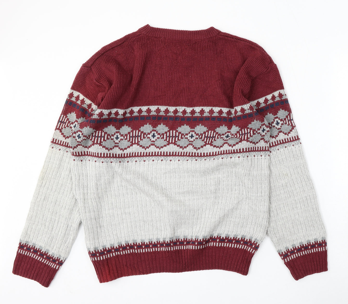 Sceptre Mens Red Round Neck Geometric Acrylic Pullover Jumper Size M