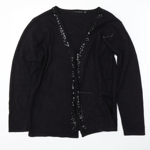 Alibi Knits Womens Black V-Neck  Acrylic Cardigan Jumper Size 10