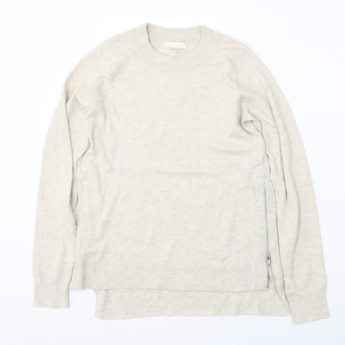 H&M Womens Beige Round Neck  Polyester Pullover Jumper Size XS