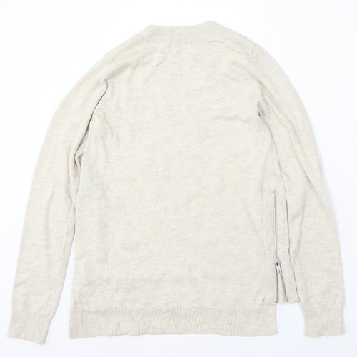 H&M Womens Beige Round Neck  Polyester Pullover Jumper Size XS