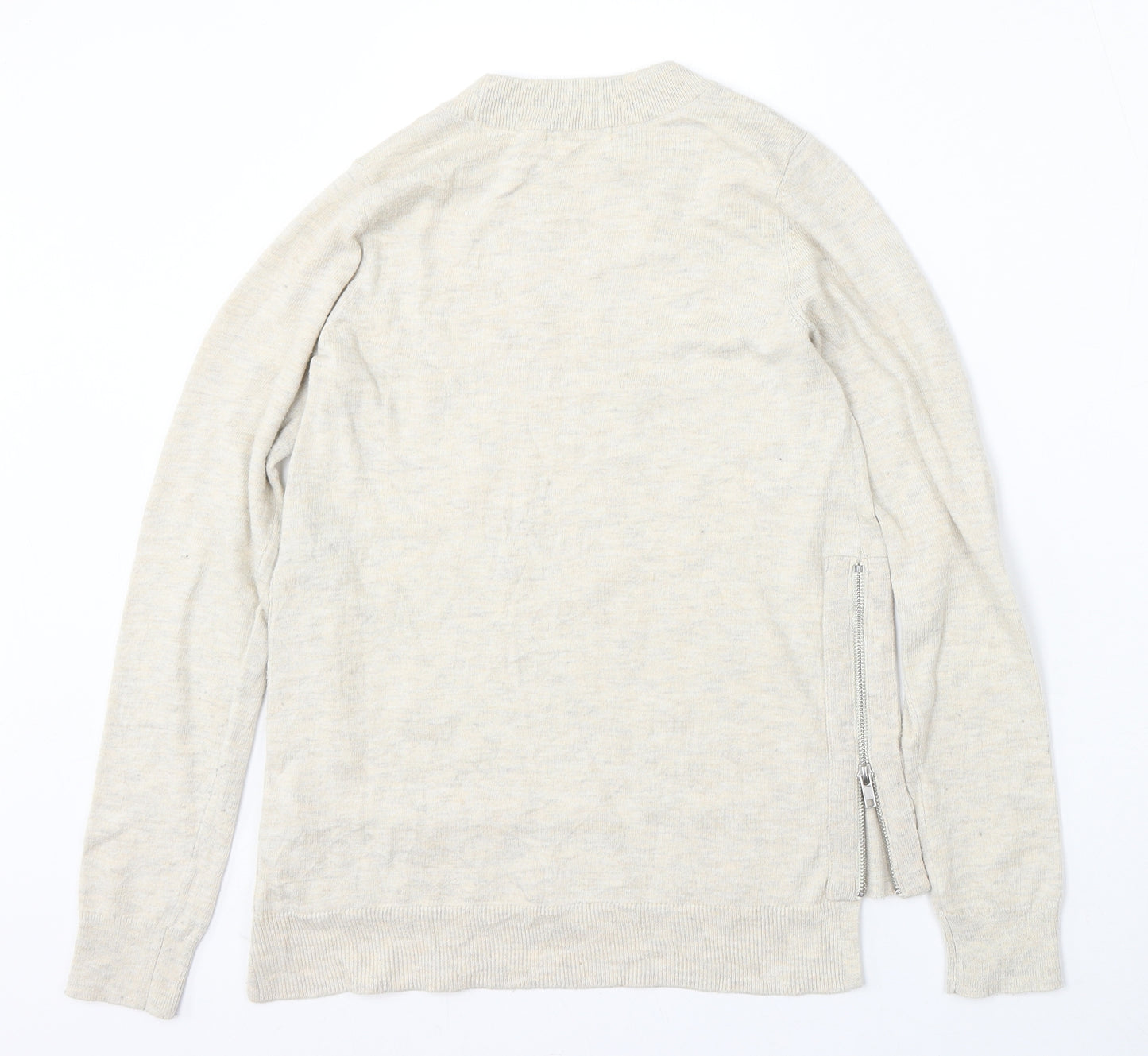 H&M Womens Beige Round Neck  Polyester Pullover Jumper Size XS