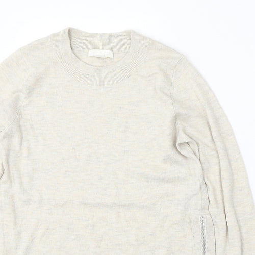 H&M Womens Beige Round Neck  Polyester Pullover Jumper Size XS
