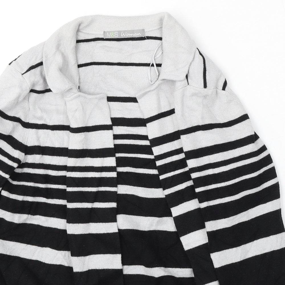 Marks and Spencer Womens Multicoloured V-Neck Striped Polyamide Cardigan Jumper Size 12