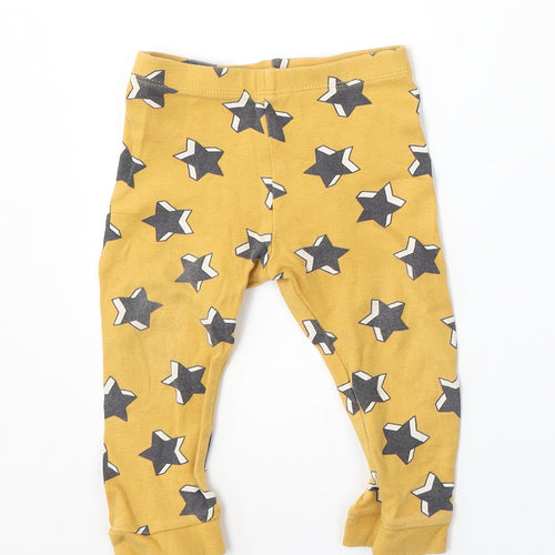 F&F Girls Yellow Geometric Cotton Jogger Trousers Size 9-12 Months