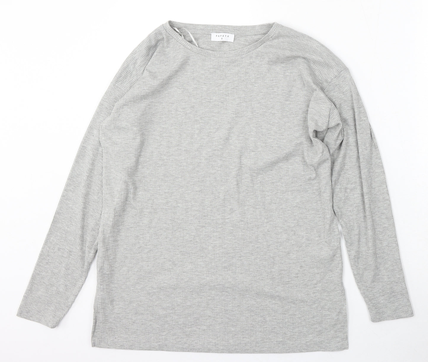 Papaya Womens Grey Round Neck  Polyester Pullover Jumper Size S