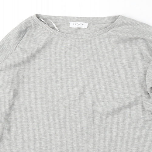 Papaya Womens Grey Round Neck  Polyester Pullover Jumper Size S