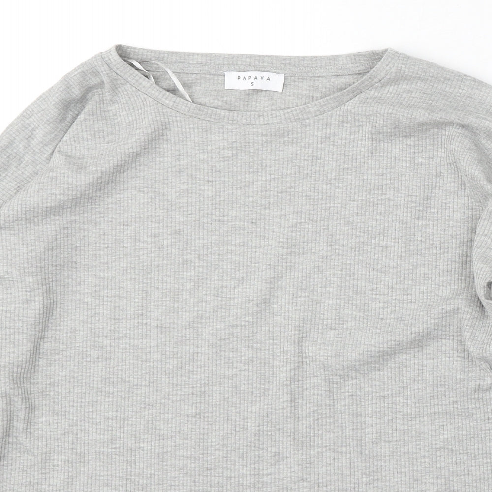 Papaya Womens Grey Round Neck  Polyester Pullover Jumper Size S