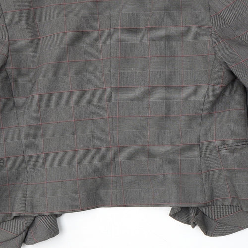 H&M Womens Grey Plaid Polyester Jacket Suit Size 8