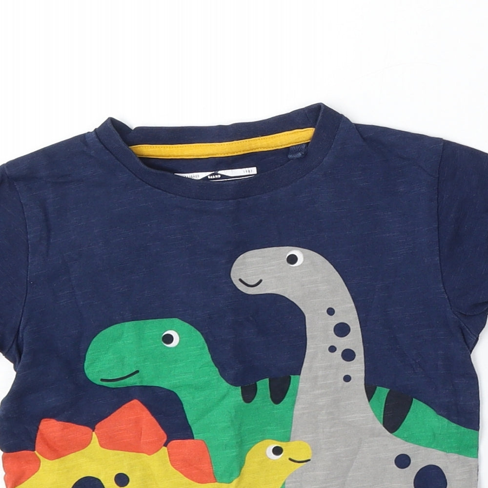 NEXT Boys Blue  Cotton Basic T-Shirt Size 2-3 Years Round Neck