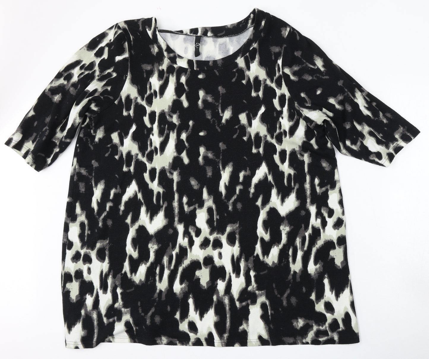 Yours Womens Black Round Neck Geometric Polyester Pullover Jumper Size 22