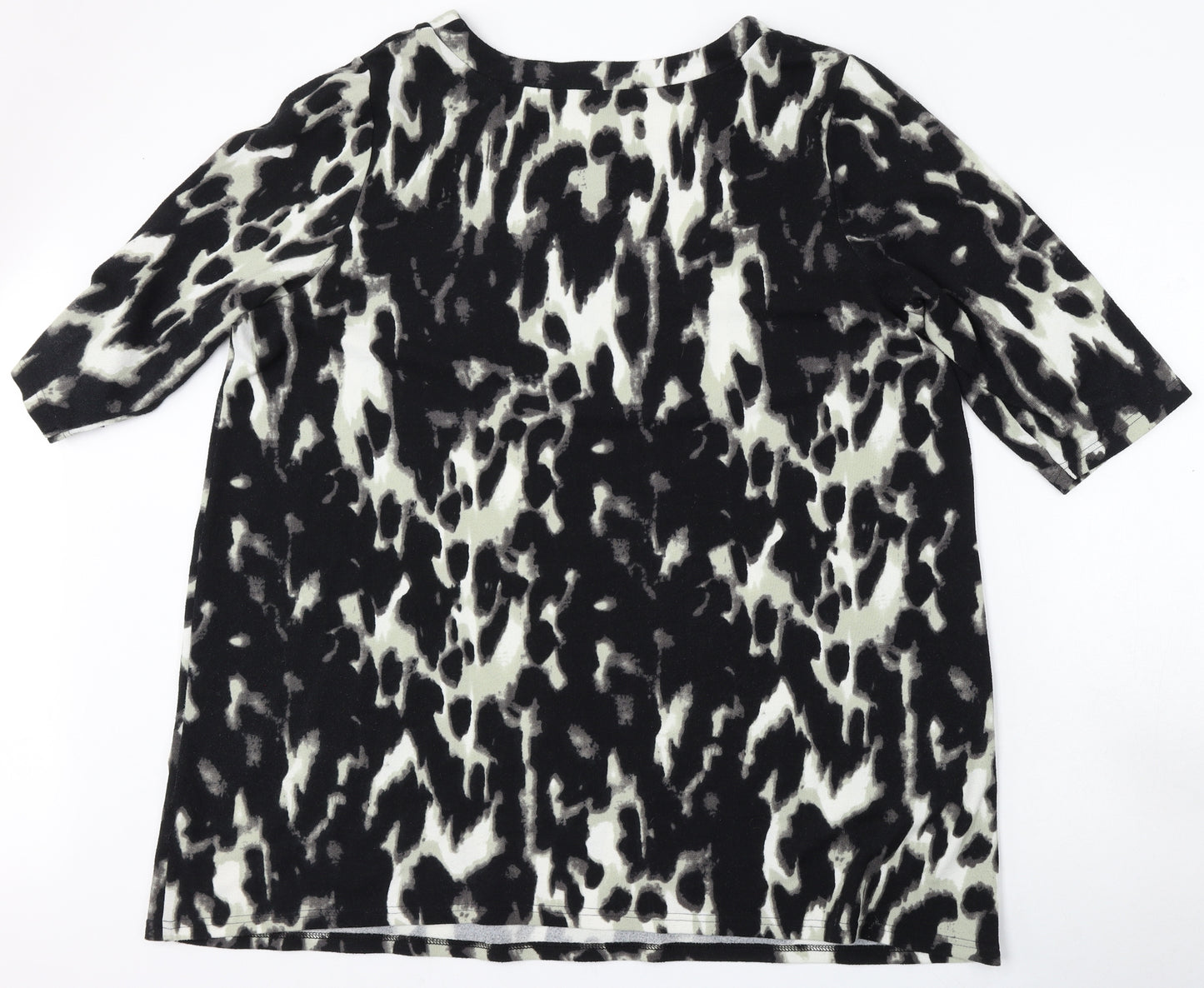 Yours Womens Black Round Neck Geometric Polyester Pullover Jumper Size 22