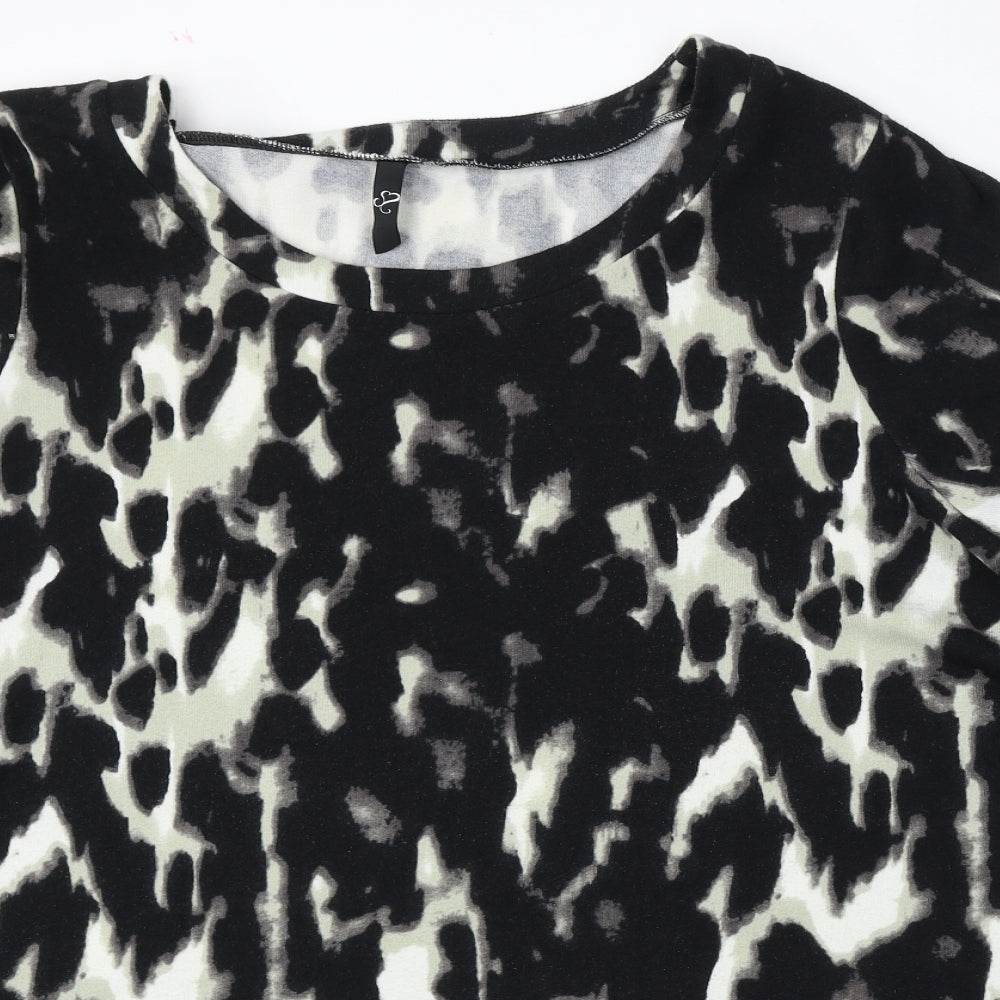 Yours Womens Black Round Neck Geometric Polyester Pullover Jumper Size 22