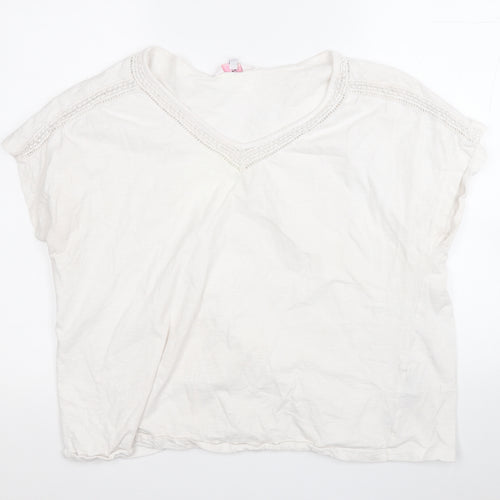 Julipa Womens White  Polyester Basic T-Shirt Size 20 Round Neck