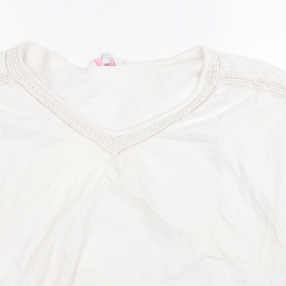 Julipa Womens White  Polyester Basic T-Shirt Size 20 Round Neck