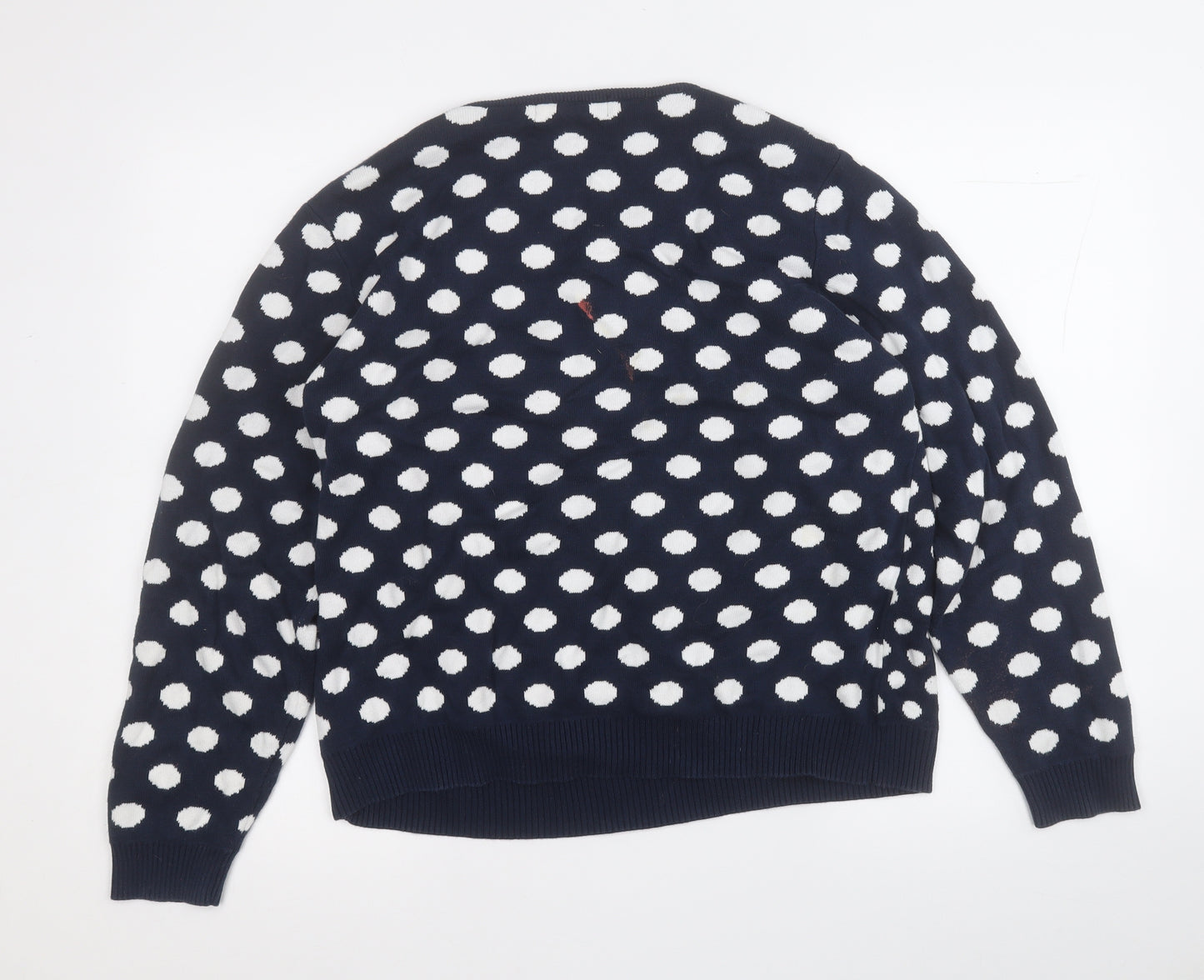 Rachel Lacy Womens Blue Polka Dot Cotton Pullover Sweatshirt Size 18